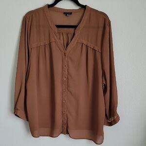 Zenobia Light Brown Button-Up Blouse